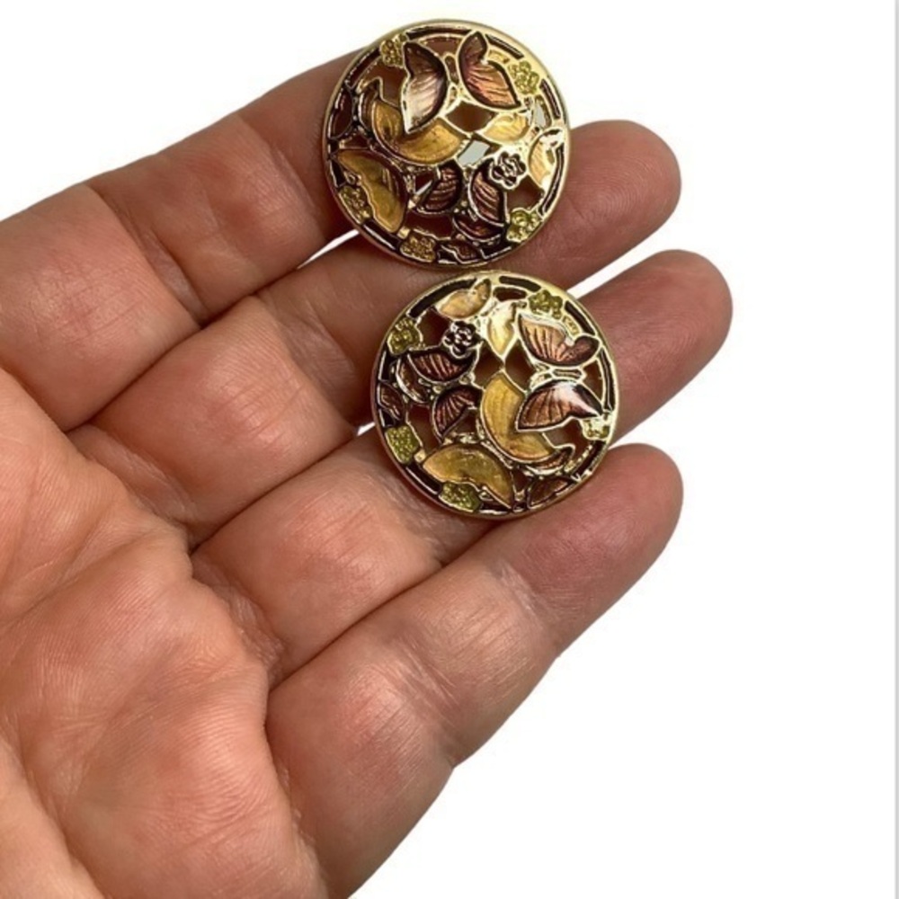 Gold tone 1.5” butterfly earrings